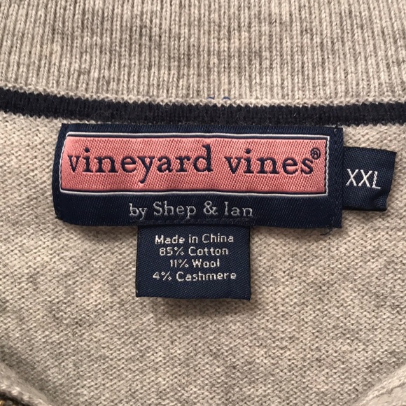 Vineyard Vines 1/4 Zip Sweater Grey XXL - Picture 3 of 4